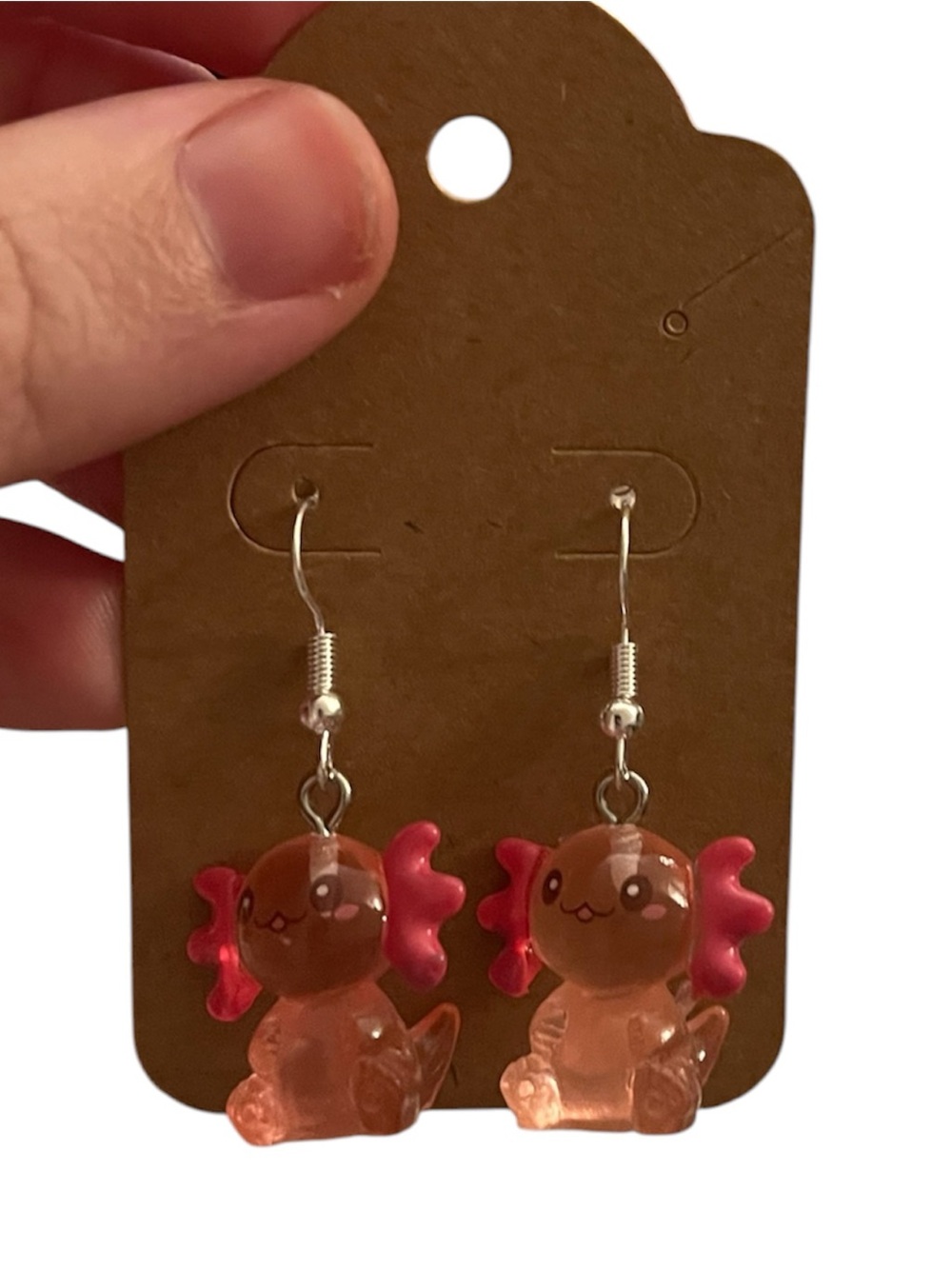Cute Pink Axolotl Dangle Earrings